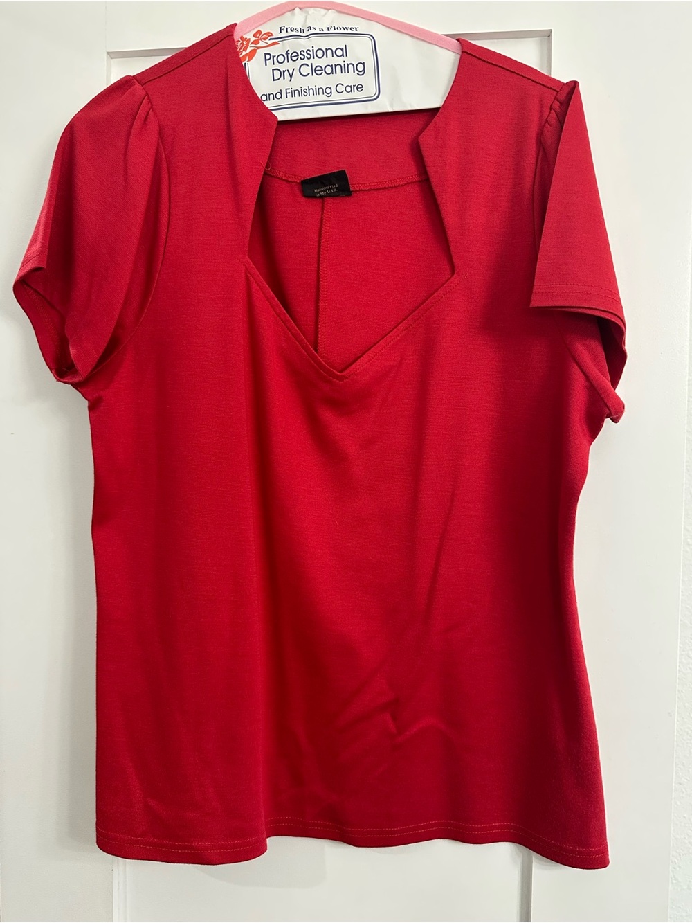 Pre-Owned Steady Clothing Sophia Top in Red V-neck blouse with short sleeves